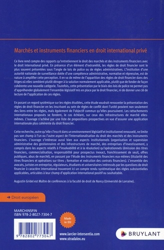 Marchés et instruments financiers en droit international privé