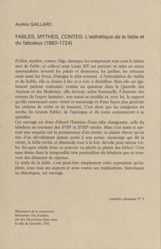 Fables, mythes, contes. L'esthétique de la fable et du fabuleux (1660-1724)