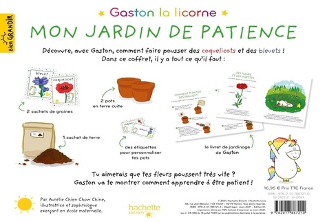 Coffret Mon jardin de patience. Avec 2 pots, des graines et de la terre, des étiquettes