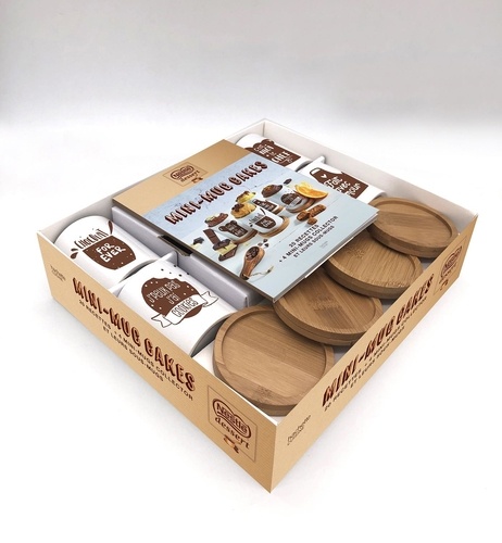 Coffret mini-mug cakes. Avec 4 mini-mugs et leurs sous-mugs