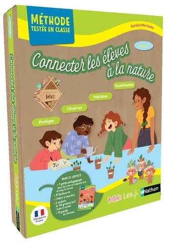 Connecter les élèves à la nature Cycle 2. Coffret avec 1 guide pédagogique, 8 flashcards, 1 hôtel à insectes, 2 sachets de 40 graines bio et 18 palets de terreau