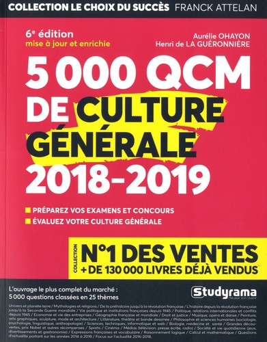 5000 QCM de culture générale  Edition 2018-2019