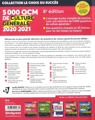 5000 QCM de culture générale. Préparez vos examens et concours, Evaluez votre culture générale  Edition 2020-2021
