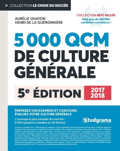 5000 questions et QCM de culture générale  Edition 2017-2018 - Occasion