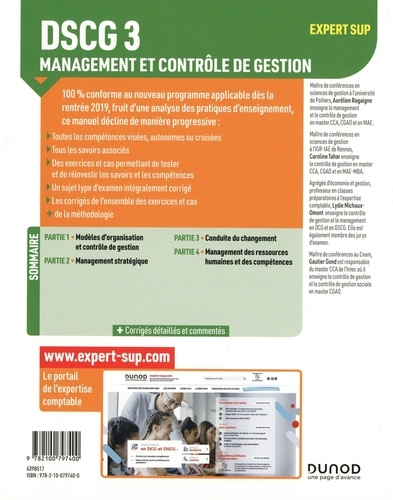 Management et contrôle de gestion DSCG 3. Manuel  Edition 2019-2020