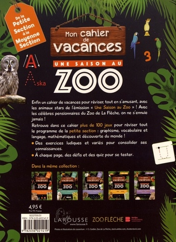 Cahier de vacances Une saison au zoo de la petite section à la moyenne section