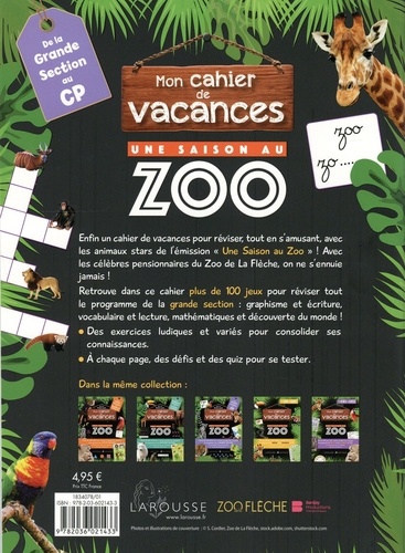 Mon cahier de vacances Une saison au zoo de la grande section au CP