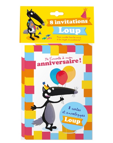 Pack de 8 invitations Loup, pour inviter tous tes amis à ton super anniversaire !. Avec 8 enveloppes