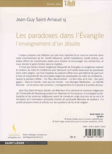 Les paradoxes dans l'Evangile. L'enseignement d'un jésuite  avec 1 CD audio MP3