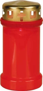 Veilleuse extérieure rouge avec couvercle doré