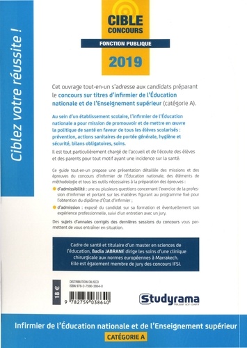Infirmier de l'Education natioanle et de l'enseignement supérieur. Catégorie A, tout-en-un inclus annales 2018  Edition 2019