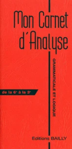Mon carnet d'analyse grammaticale et logique