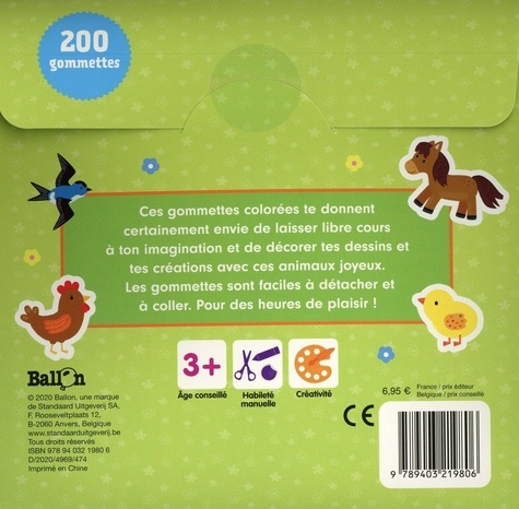 Les animaux de la ferme - 200 gommettes - Ballon - Livres - Furet du Nord