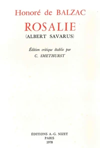 Rosalie (Albert Savarus)