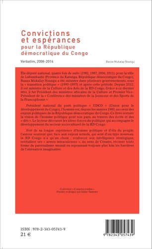 Convictions et espérances pour la République démocratique du Congo. Verbatim, 2008-2014