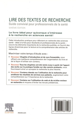 Lire des textes de recherche. Guide convivial pour professionnels de la santé 6e édition