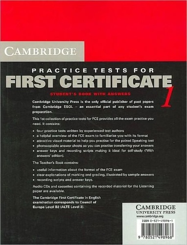 CAMBRIDGE PRACTICE TESTS FOR FIRST CERTIFICATE 1.. Self-study edition