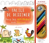  Barroux - Facile de dessiner tous les animaux avec Barroux - Avec 1 crayon à papier, 7 crayons de couleur, 1 gomme et 1 taille-crayon.