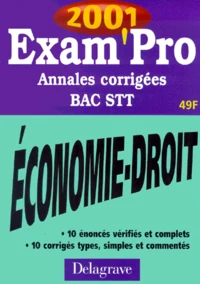 Economie Droit Bac Stt. Annales Corrigees 2001