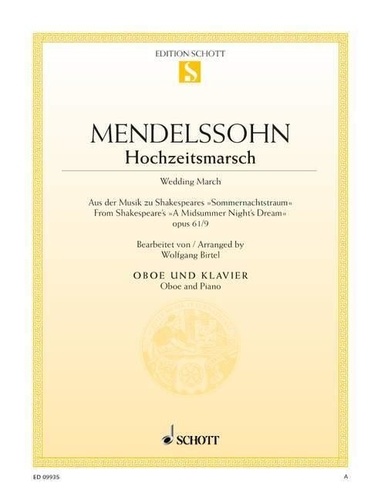 Bartholdy félix Mendelssohn - Marche nuptiale - du "Songe d'une nuit d'été". op. 61/9. oboe and piano..