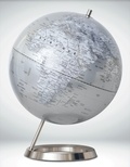  Cartothèque - Globe 30 cm incline argent carto blanche politique.