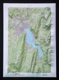  Dénivelés - Carte en relief Lac d'Annecy - Semnoz, Parmelan, Beyrier, Dents de Lanfon.