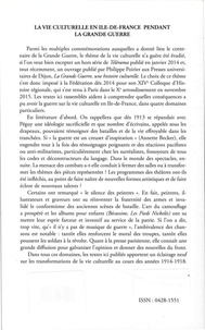 Paris et Ile-de-France. Mémoires Tome 67, La vie culturelle en Ile-de-France pendant la Grande Guerre
