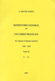 Germaine Meyer-Noirel - Répertoire général des ex-libris français, des origines à l'époque moderne (1496-1920) - Tome 11, L' - La.