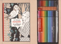 Elena Lopez - Fantasy, 100 coloriages anti-stress - Coffret livre + feutres.