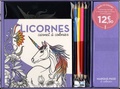  Marabout - Licorne - Coffret avec 1 carnet de coloriage, 5 marque-pages à colorier, 3 cartes à gratter, 4 crayons bicolores, 1 taille-crayon et 1 stylet.