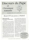 F Lemaire - Discours du Pape et Chronique romaine N° 1910/1911 : Homélies des 20 et 21 août 2011.