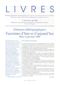  Collectif - Livres N° Hors-Serie Mai 1999 : Fascismes D'Hier Et D'Aujourd'Hui. Elements Bibliographiques.