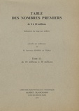 H. Lifchitz - Table des nombres premiers de 0 a 20 millions - Tome 2, de 10 millions à 20 millions.