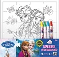  Disney - Puzzle set créatif La Reine des Neiges - Avec 1 puzzle à colorier et 4 crayons gras.