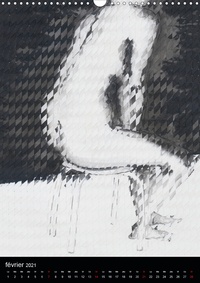 CALVENDO Art  Nus d'encre (Calendrier mural 2021 DIN A3 vertical). Série de nus féminins à l'encre de Chine (Calendrier mensuel, 14 Pages )
