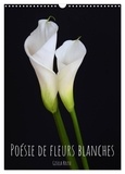 Gisela Kruse - CALVENDO Nature  : Poésie de fleurs blanches (Calendrier mural 2024 DIN A3 horizontal), CALVENDO calendrier mensuel - Beautés florales blanches représentées contre un fond sombre.