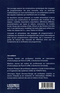 Concepts et sémantique des langages de programmation. Tome 2, Constructions modulaires et objet avec OCaml, Python, C++, Ada et Java