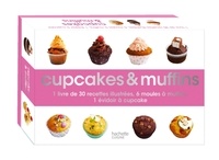 Estelle Haryouli - Cupcakes & muffins - Coffret avec 1 livre de recettes illustrées, 6 moules à muffins et 1 évidoir à cupcake.