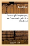 Denis Diderot - Pensées philosophiques, en françois et en italien (Éd.1777).