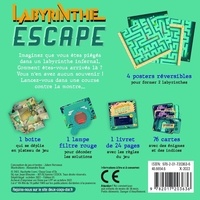 Labyrinthe Escape. Avec 1 boîte qui se déplie en plateau de jeu, 1 lampe filtre rouge, 1 livret, 76 cartes et 4 posters