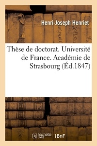  Hachette BNF - Thèse de doctorat. Université de France. Académie de Strasbourg.