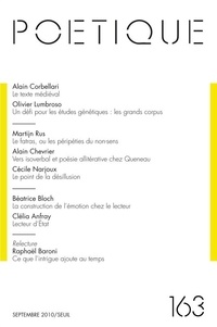Alain Corbellari et Olivier Lumbroso - Poétique N° 163, Septembre 2010 : .