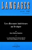 Amr Helmy - Langages N° 142 Juin 2001 : Les discours intérieurs au lexique.