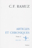 Charles-Ferdinand Ramuz - Oeuvres complètes - Volume 13, Articles et chroniques, tome 3, 1924-1931.