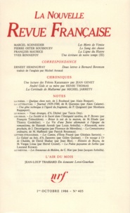  Gallimard - La Nouvelle Revue Française N° 405 octobre 1986 : .