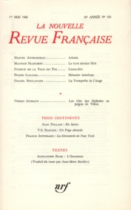  Gallimard - La Nouvelle Revue Française N° 185 mai 1968 : .