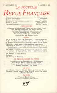  Gallimard - La Nouvelle Revue Française N° 107 novembre 1961 : .