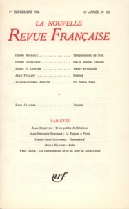  Gallimard - La Nouvelle Revue Française N° 189 sept 1968 : .