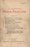  Gallimard - La Nouvelle Revue Française (1908-1943) N° 15 mars 1910 : .