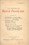  Gallimard - La Nouvelle Revue Française (1908-1943) N° 21 septembre 1910 : .